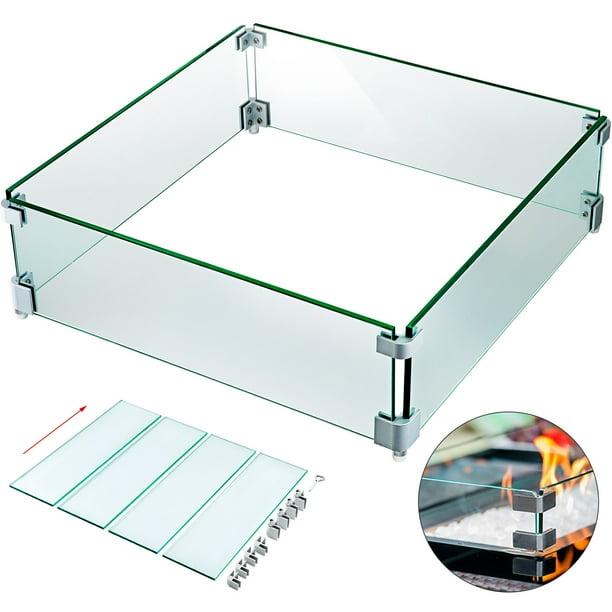 APWONE 19x19x6 Tempered Glass Flame Guard Square Fire Pit Wind Guard Fence for Square or Rectangular Outdoor Patio Propane Gas Fire Pit Table APWONE 19x19x6 Tempered Glass Flame Guard Square Fire Pit Wind Guard Fence for Square or Rectangular Outdoor Patio Propane Gas Fire Pit Table